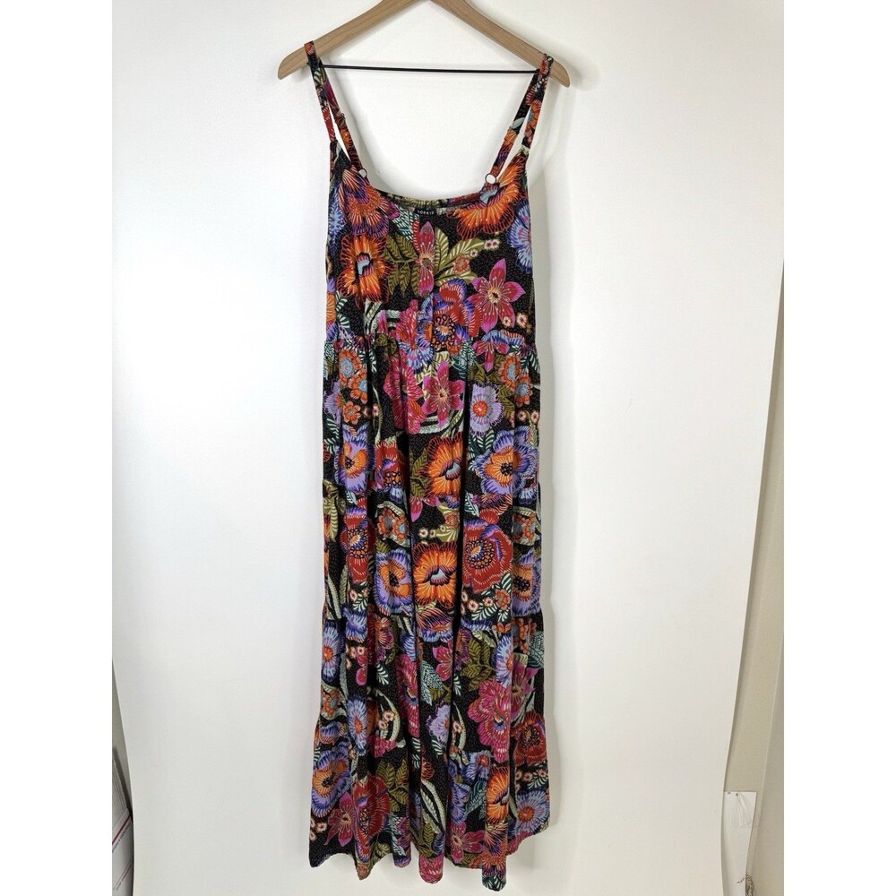 Torrid Maxi Challis Tiered Dress Floral Sz 2 Sleeveless Boho Summer Festival - Picture 4 of 14